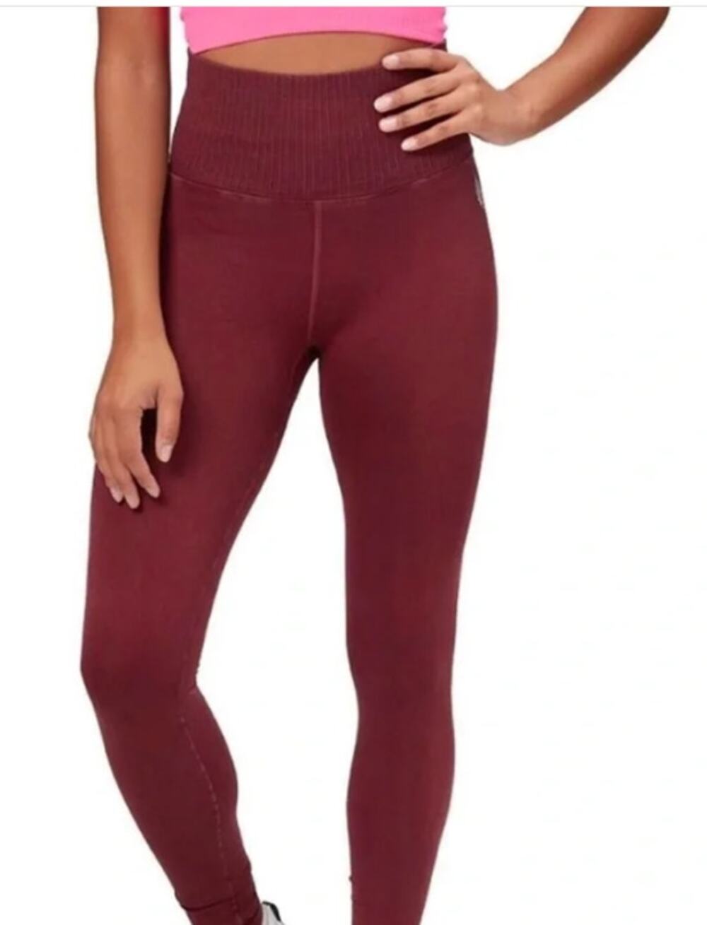 Free people movement burgundy wine leggings Good Karma leggings XS/S NWOT $98